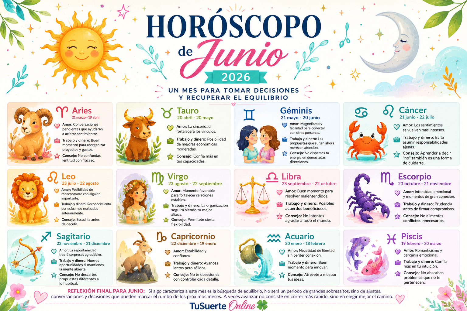 Horóscopo de Junio 2026: un mes para tomar decisiones y recuperar el equilibrio